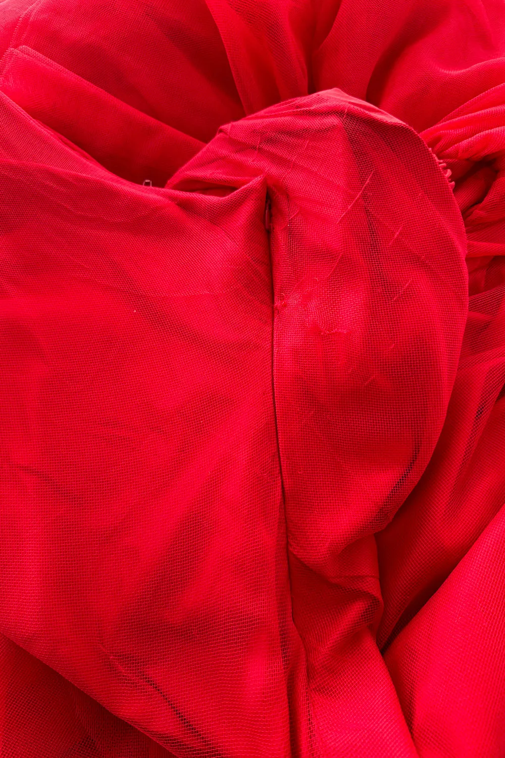 Spring 2012 Vivienne Westwood Runway Look 48 Red Silk Tulle Corset Dress w Full Netted Skirt