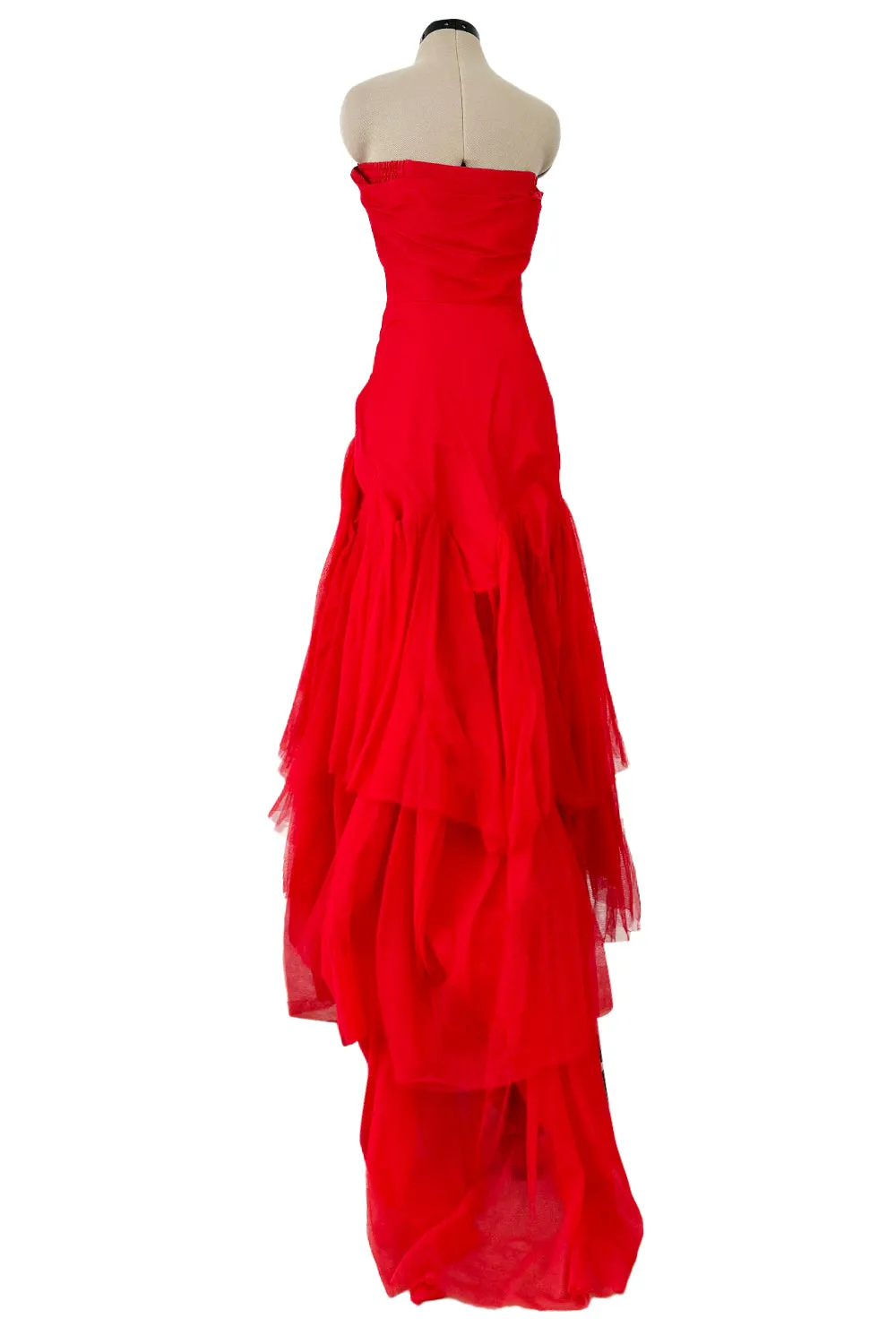 Spring 2012 Vivienne Westwood Runway Look 48 Red Silk Tulle Corset Dress w Full Netted Skirt