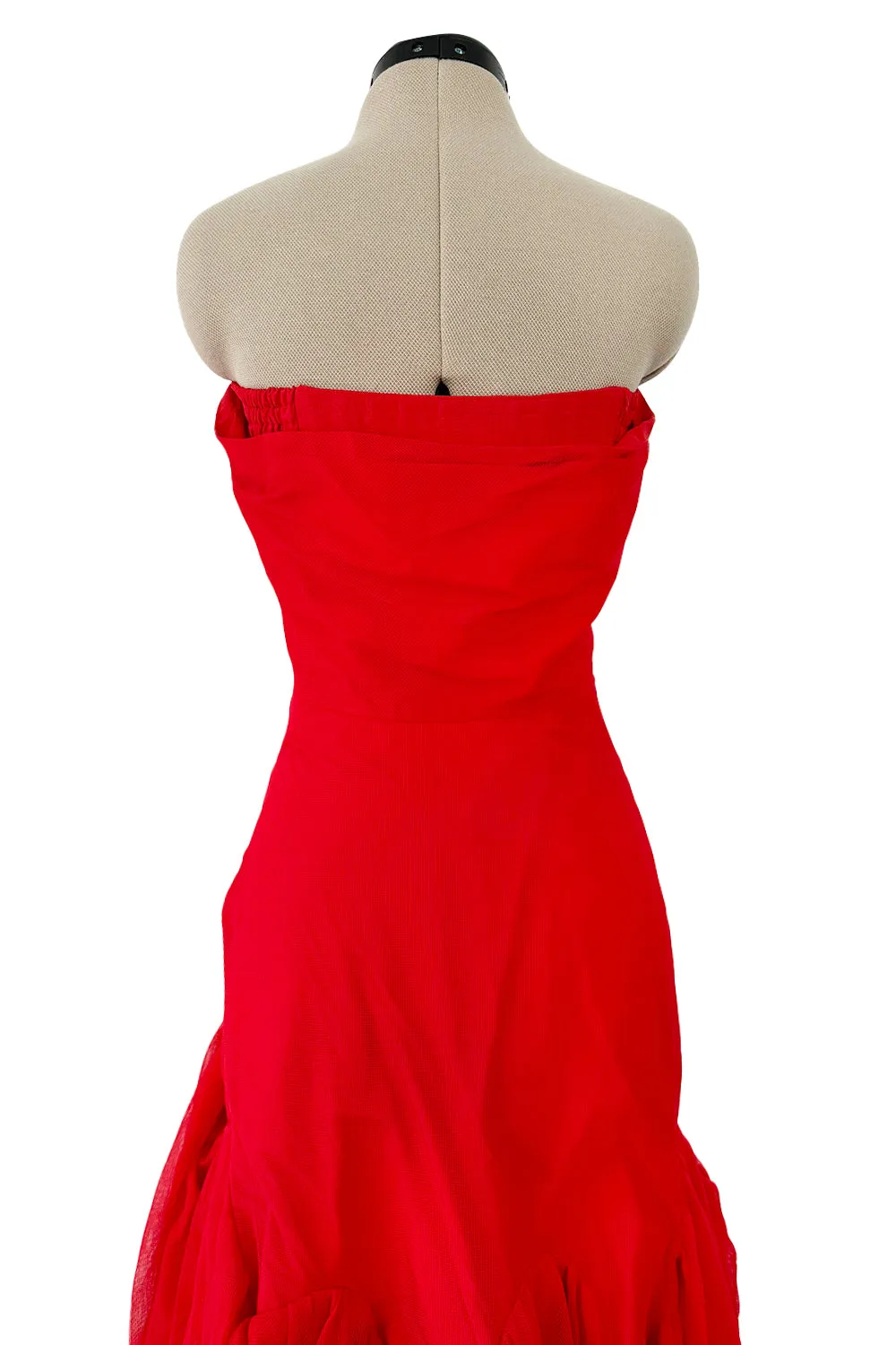 Spring 2012 Vivienne Westwood Runway Look 48 Red Silk Tulle Corset Dress w Full Netted Skirt