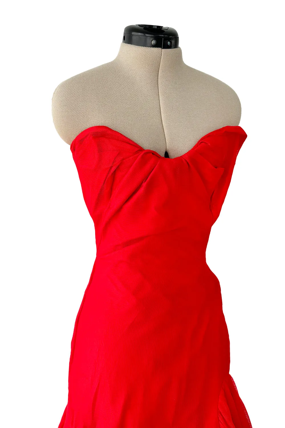 Spring 2012 Vivienne Westwood Runway Look 48 Red Silk Tulle Corset Dress w Full Netted Skirt