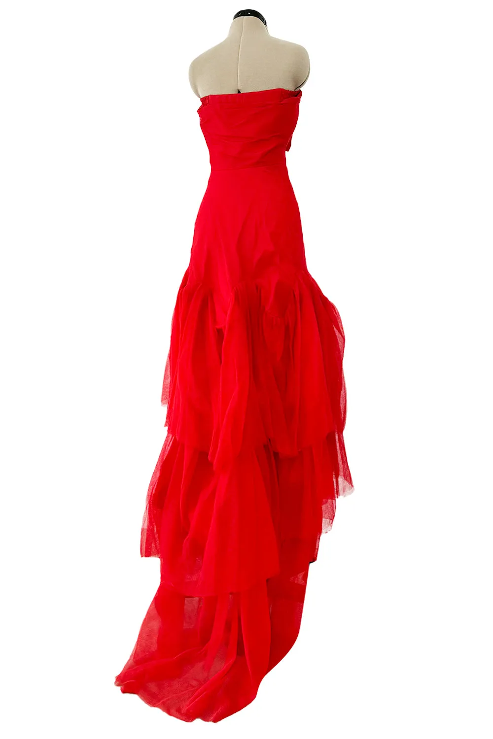 Spring 2012 Vivienne Westwood Runway Look 48 Red Silk Tulle Corset Dress w Full Netted Skirt