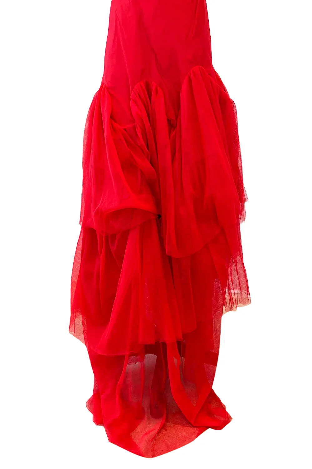 Spring 2012 Vivienne Westwood Runway Look 48 Red Silk Tulle Corset Dress w Full Netted Skirt