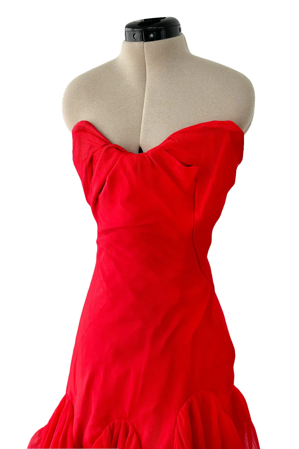 Spring 2012 Vivienne Westwood Runway Look 48 Red Silk Tulle Corset Dress w Full Netted Skirt