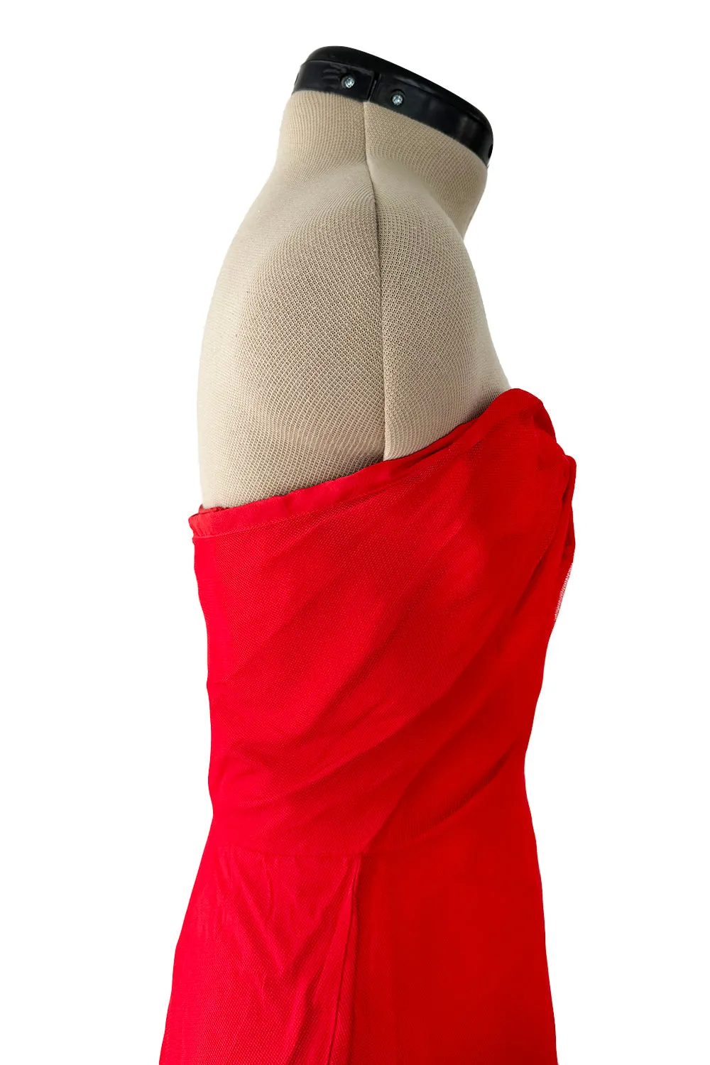 Spring 2012 Vivienne Westwood Runway Look 48 Red Silk Tulle Corset Dress w Full Netted Skirt