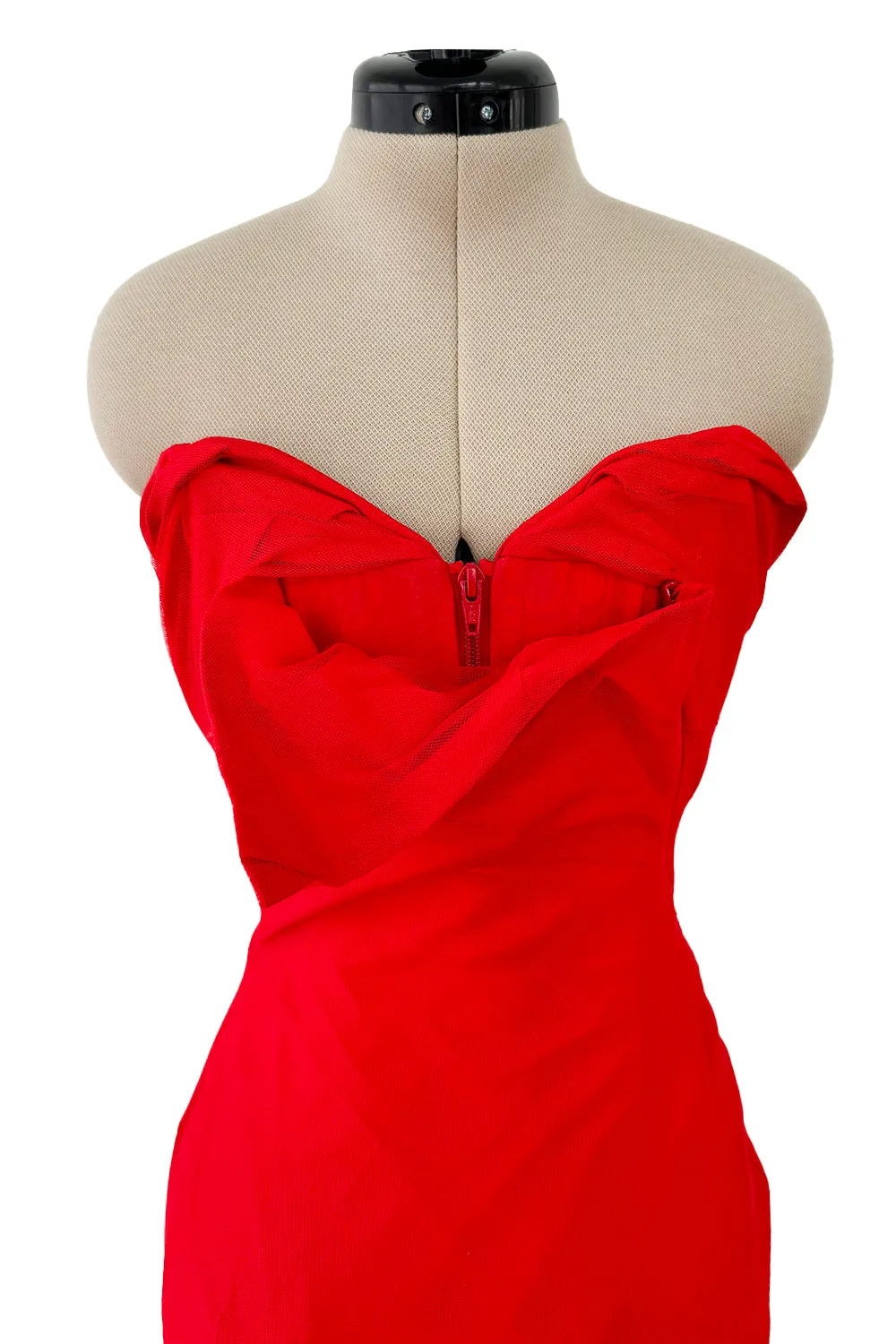 Spring 2012 Vivienne Westwood Runway Look 48 Red Silk Tulle Corset Dress w Full Netted Skirt