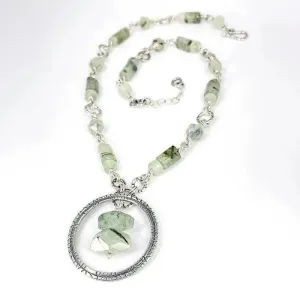 Sterling Silver Necklace with Prehnite