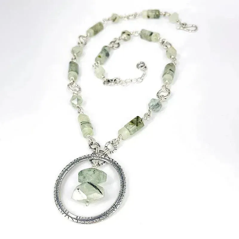 Sterling Silver Necklace with Prehnite