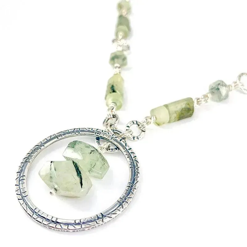 Sterling Silver Necklace with Prehnite