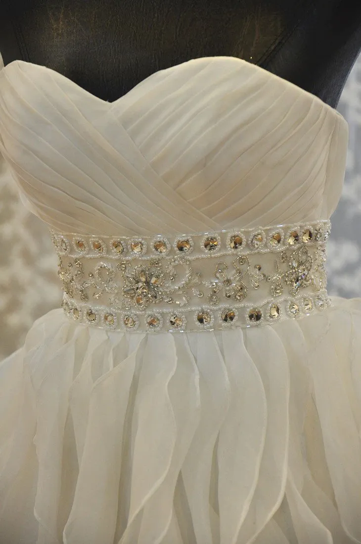 Strapless Organza A-line Ruffle Custom Wedding Dresses Online, WDY0227