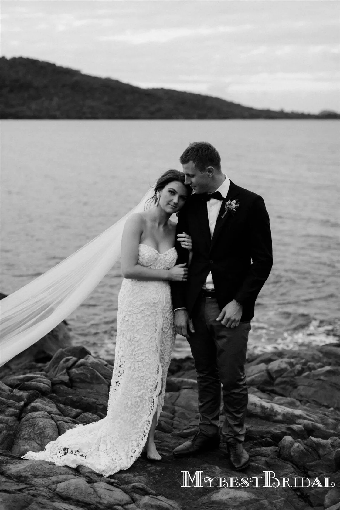 Sweetheart Charming Lace Front Slit Mermaid Long Cheap Wedding Dresses, WDS0024