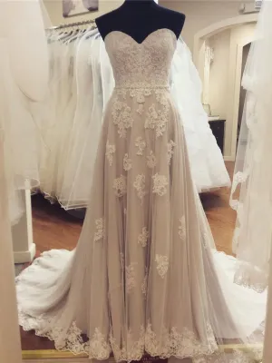Sweetheart Lace A-line Cheap Wedding Dresses Online, WDY0215