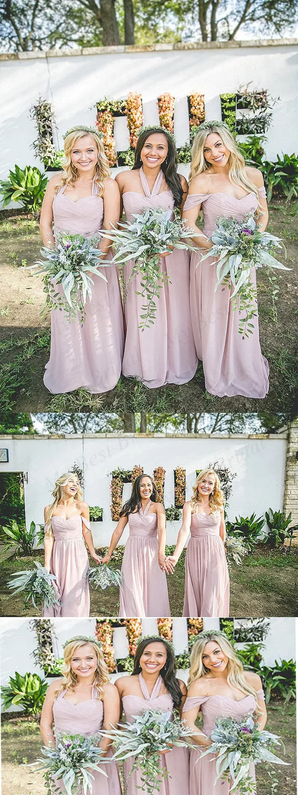 Sweetheart  Pink Chiffon Long Bridesmaid Dress,Cheap Bridesmaid Dresses,WGY0203