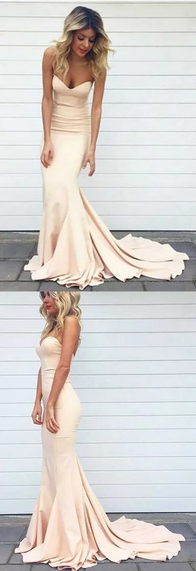 Sweetheart Sleeveless Mermiad Satin Prom Dressses ,Cheap Prom Dresses,PDY0436