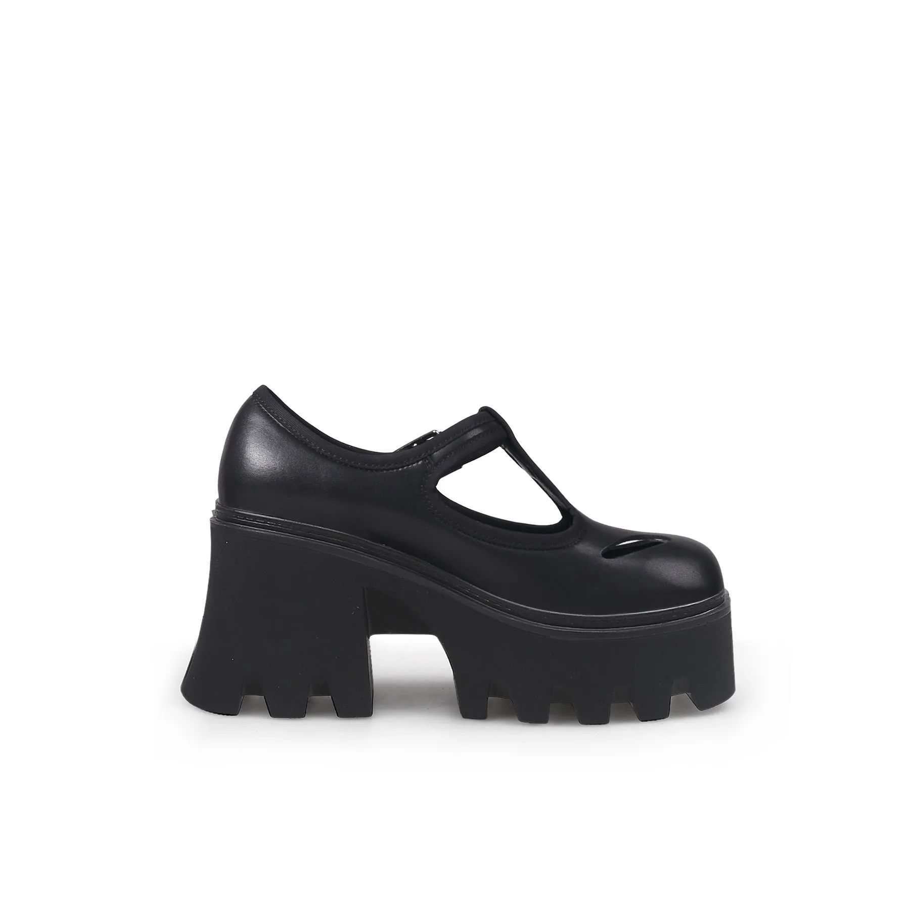 T-Strap Signature Chunky Heel Mary Jane - Black