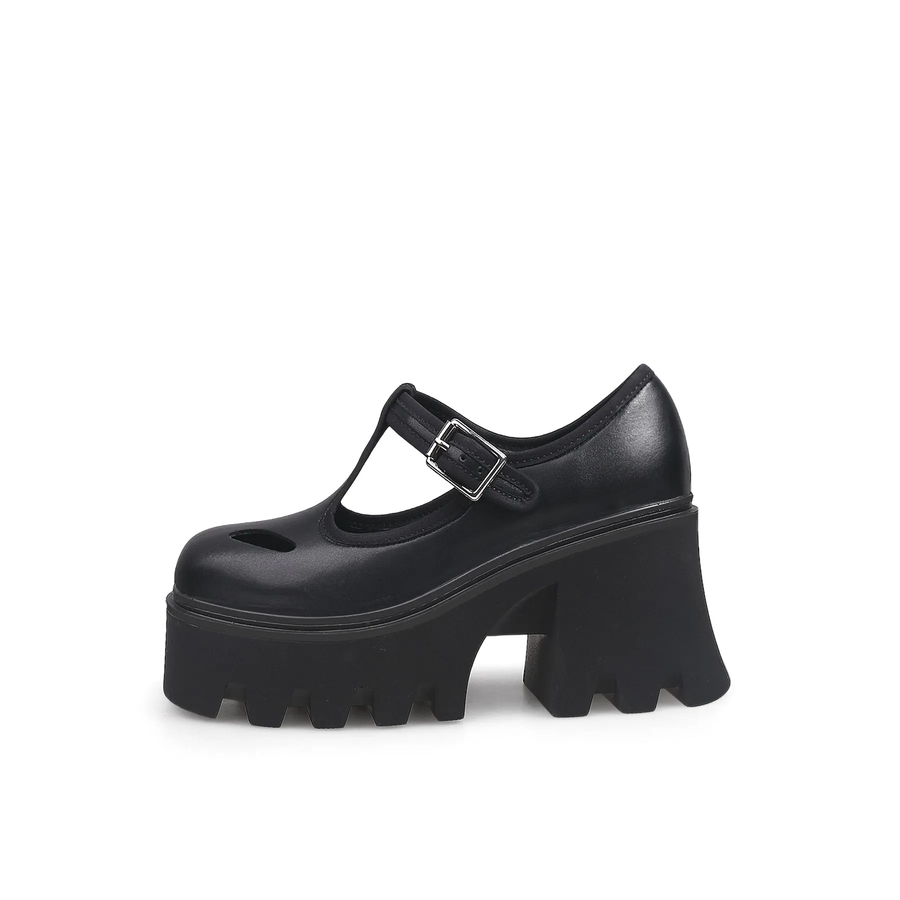 T-Strap Signature Chunky Heel Mary Jane - Black