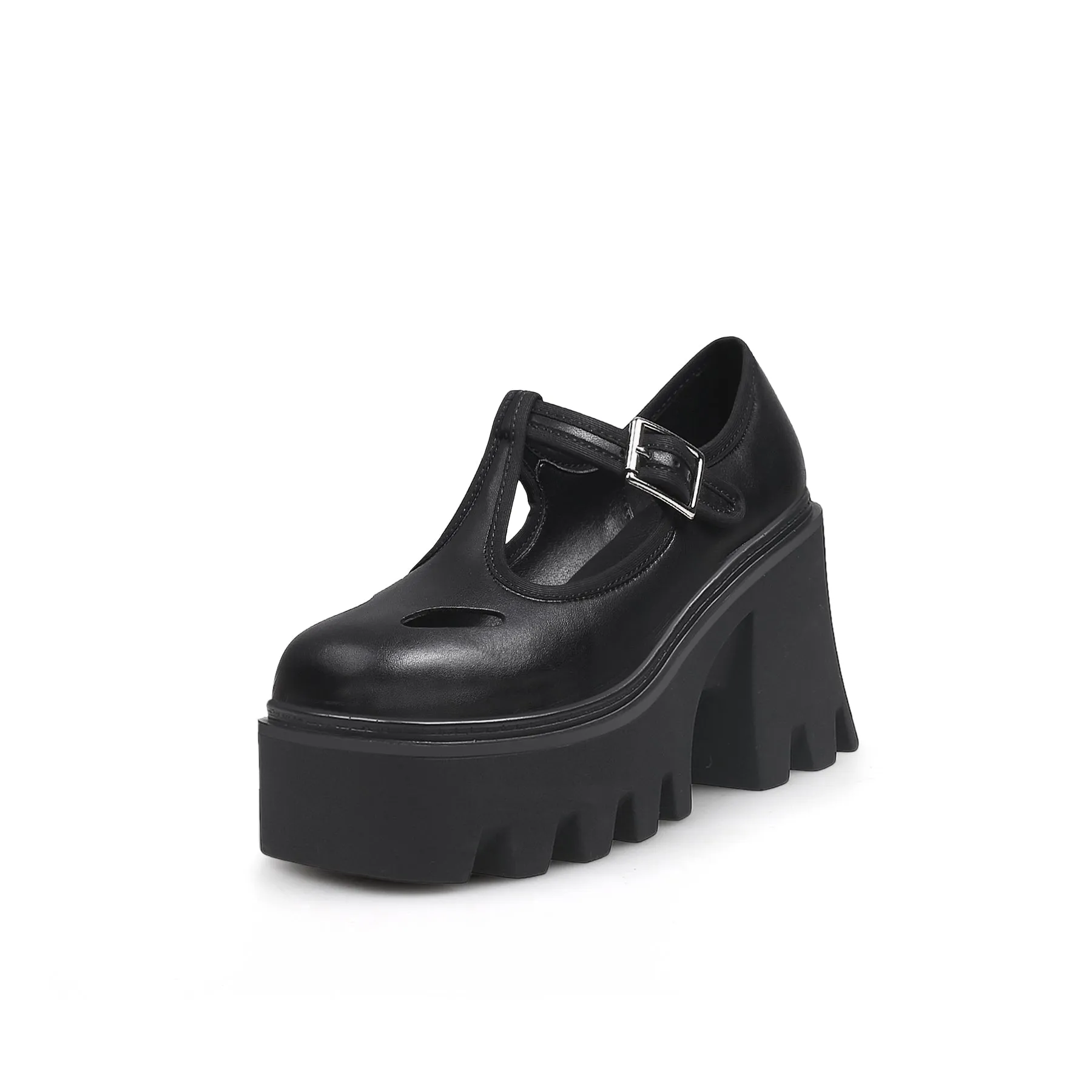 T-Strap Signature Chunky Heel Mary Jane - Black