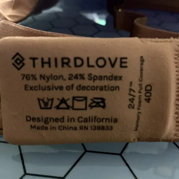 Thirdlove 24/7‎ Perfect Full Coverage Bra 40D Mocha Memory Foam Underwire NWT