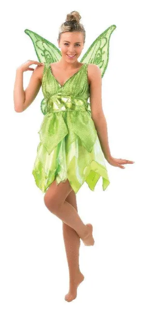 Tinkerbell Disney Fairy Fancy Dress Ladies Peter Pan Costume With Wings