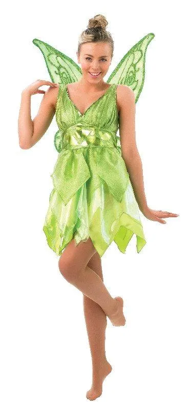 Tinkerbell Disney Fairy Fancy Dress Ladies Peter Pan Costume With Wings