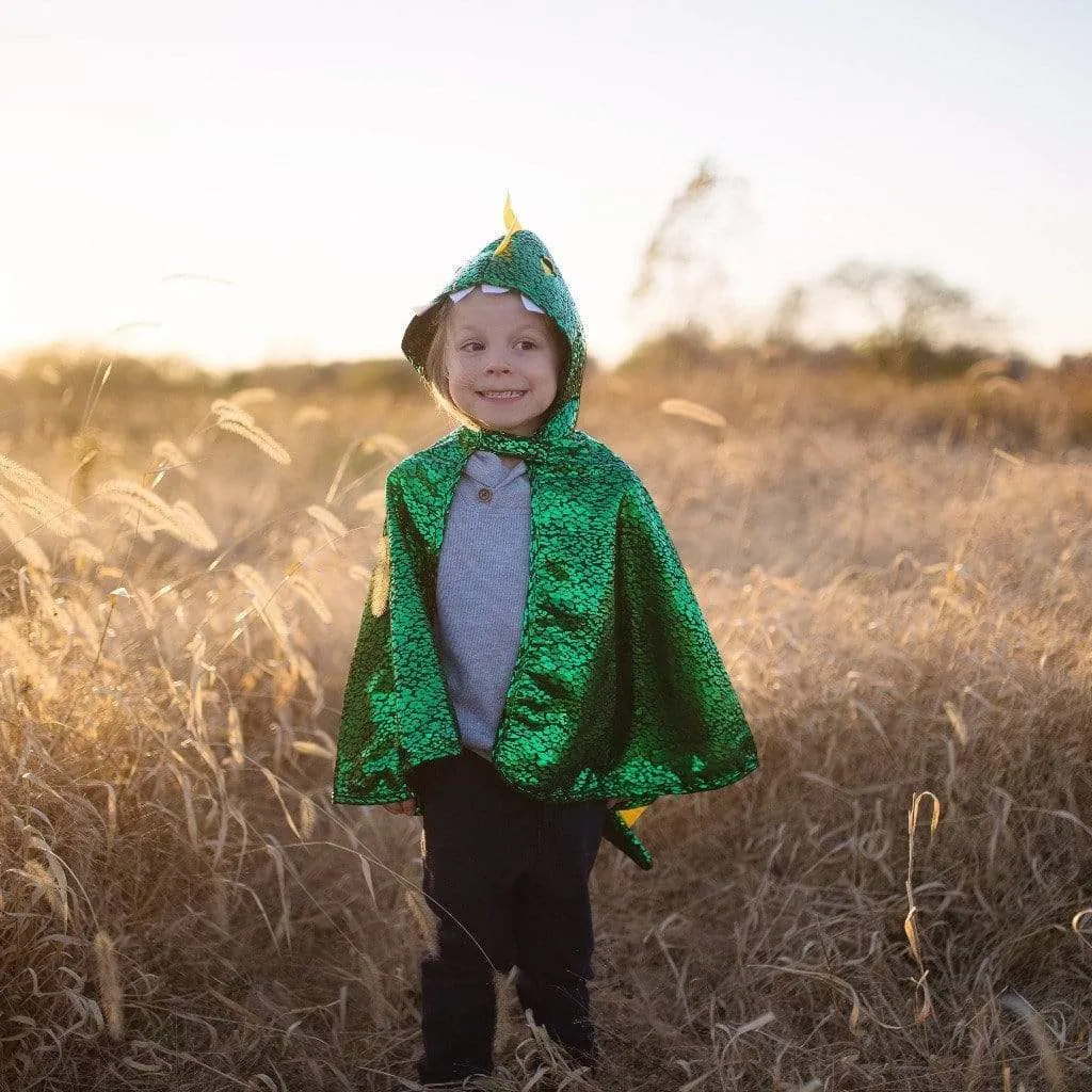 Toddler Dragon Cape Green Metallic