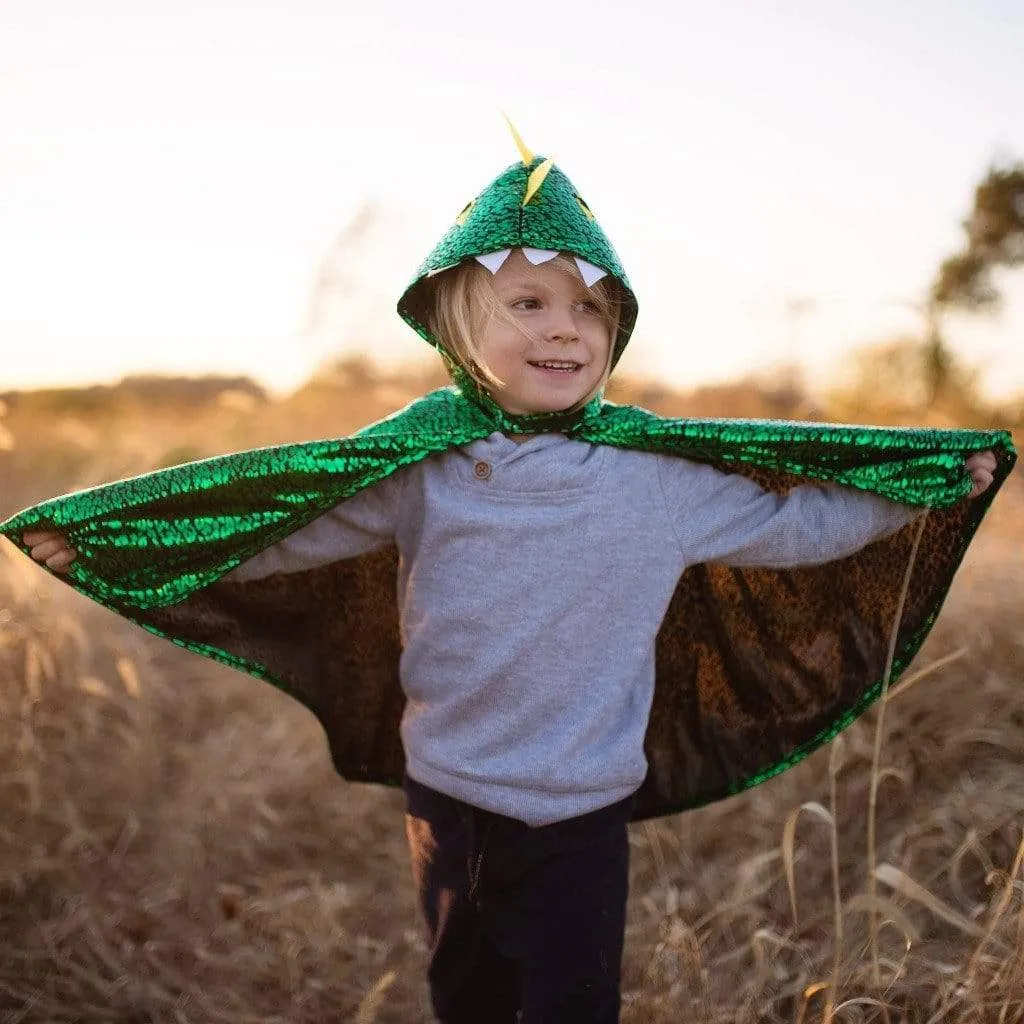 Toddler Dragon Cape Green Metallic