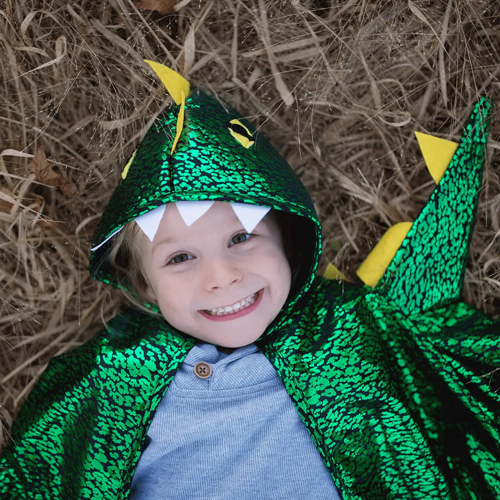 Toddler Dragon Cape Green Metallic