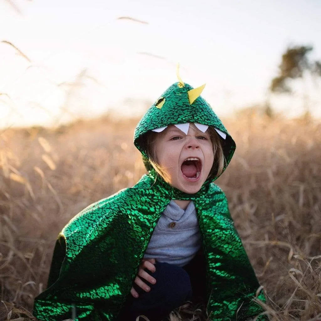 Toddler Dragon Cape Green Metallic