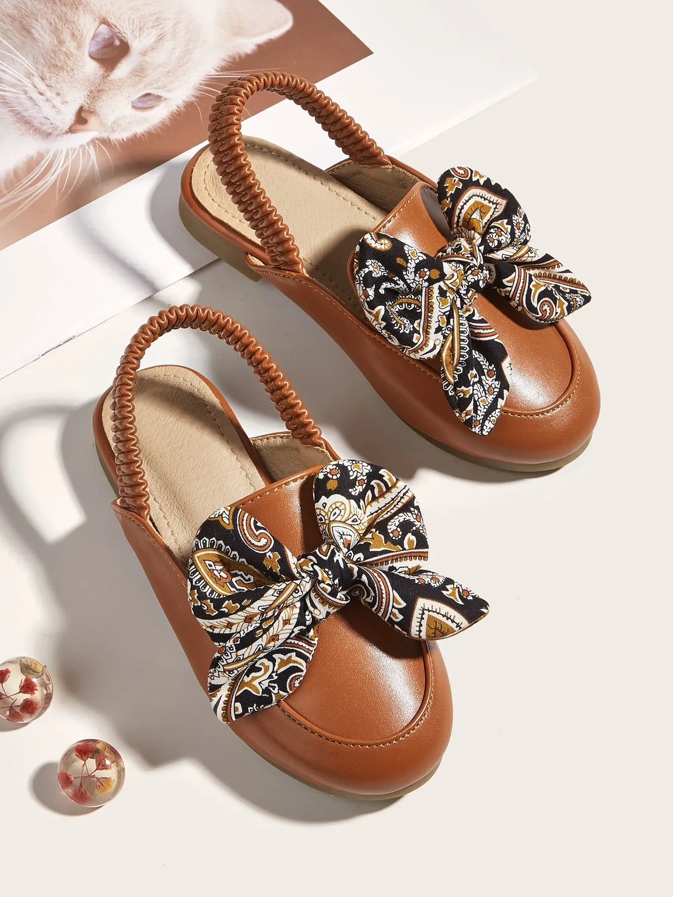 Toddler Girls Bow Decor Flat Mules FD