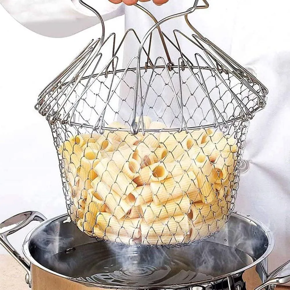 Universal Chef's Basket! Use to Boil, Steam, Fry, Blanch, Strain & More!