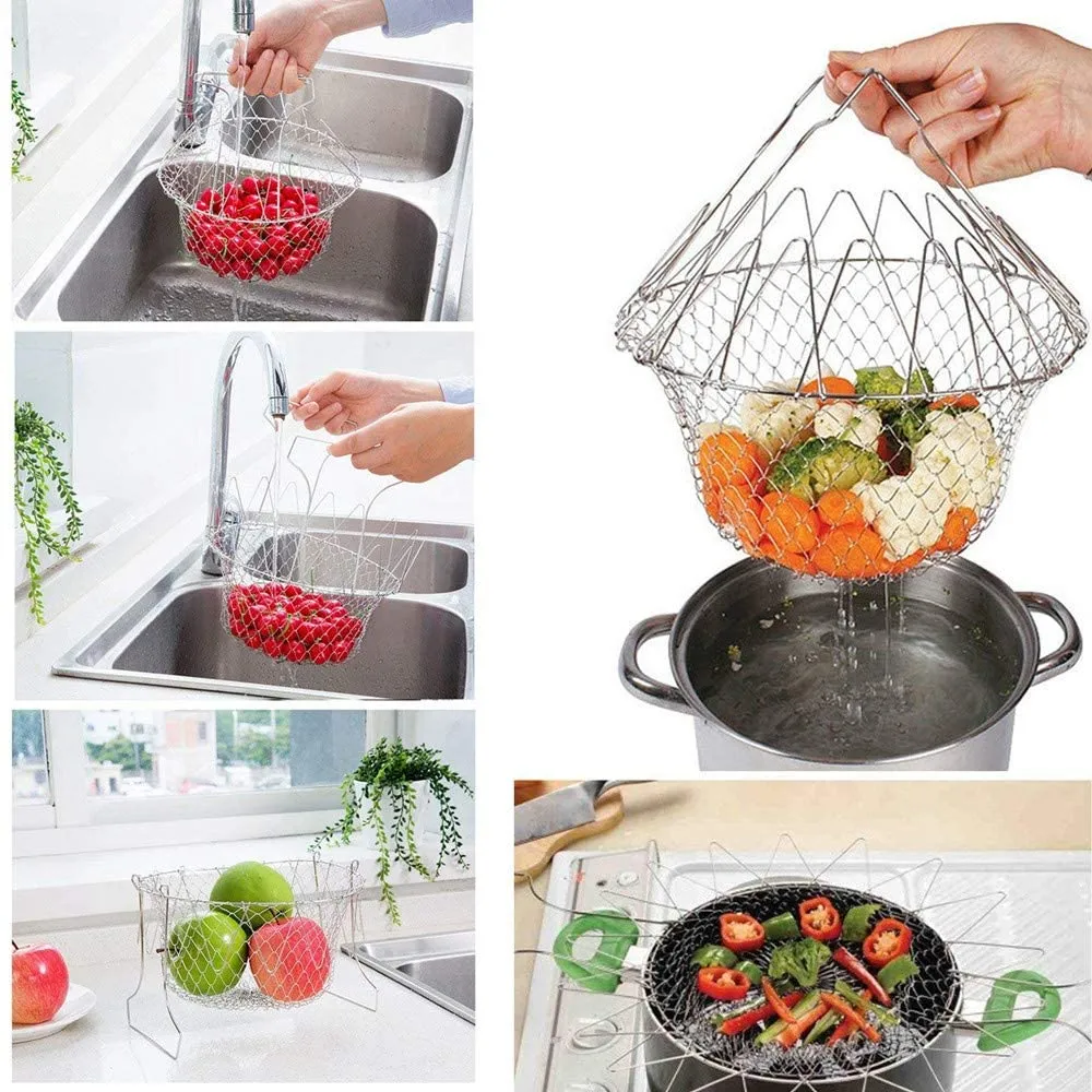 Universal Chef's Basket! Use to Boil, Steam, Fry, Blanch, Strain & More!