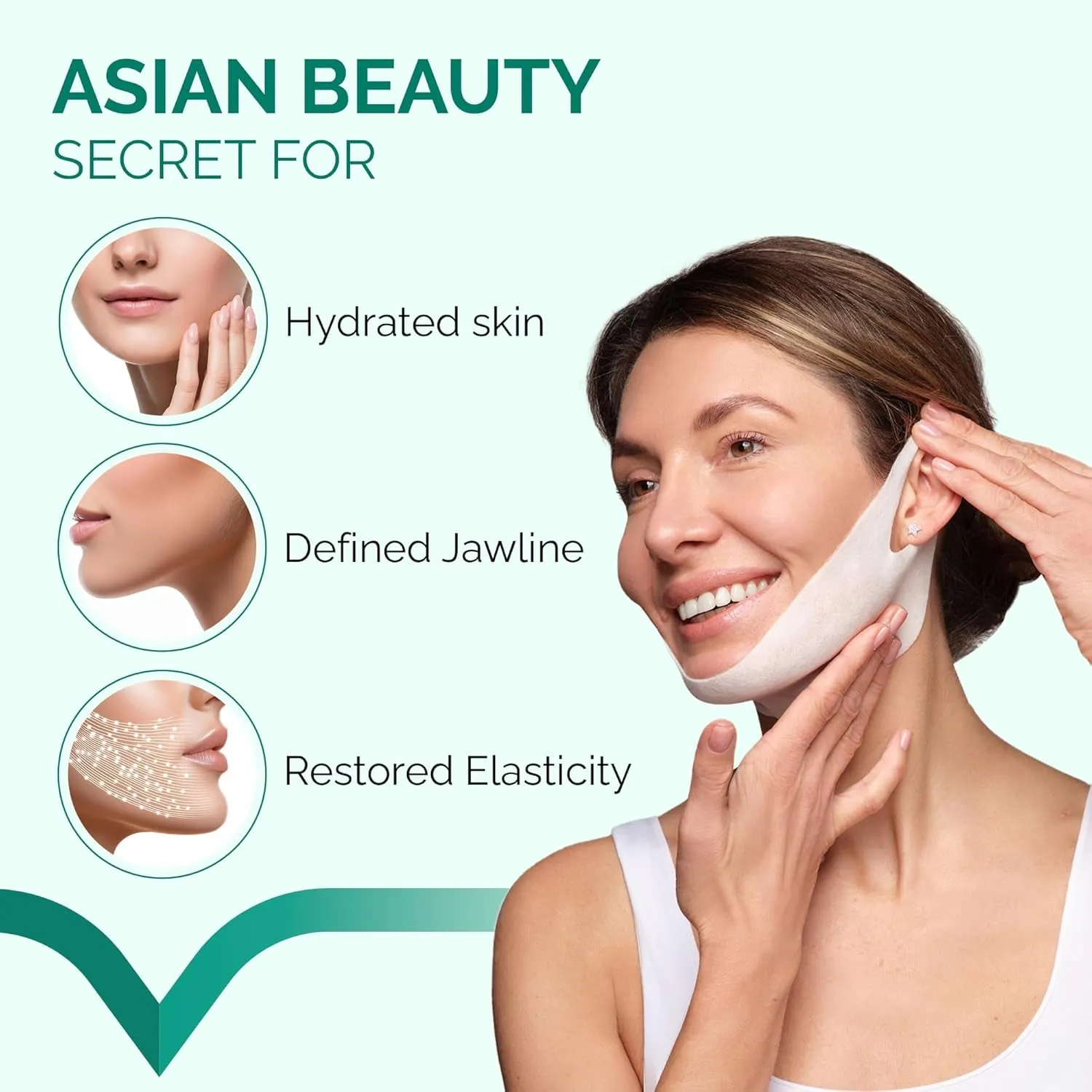 V-Line Collagen Mask for Face 5 PCS | Chin Strap for Women & Men | V Line Lifting Mask with Collagen and Hyaluronic Acid V Shape Face Tape Chin | Skin Firming