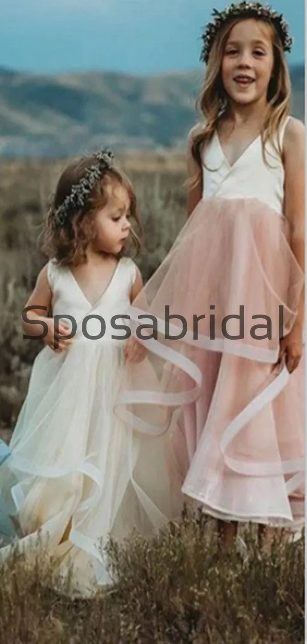 V-Neck Simple Cheap Lovely Custom Flower Girl Dresses, FG130
