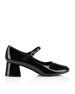 Verali Kenna Mary Jane Style Black Patent Block Heels