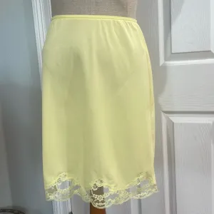 Vintage 50s Van Raalte lace half slip yellow nylon made in USA women’s size S