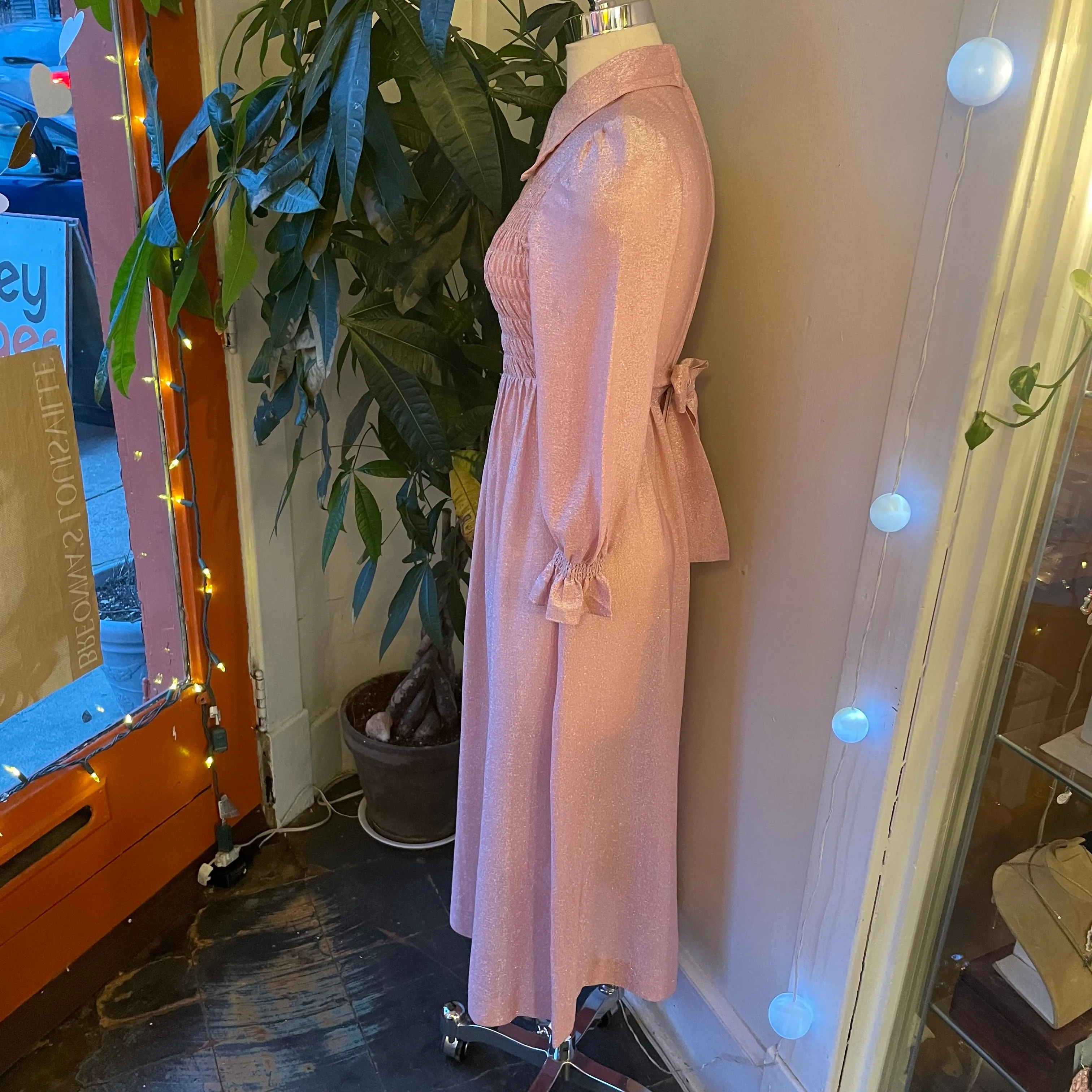 Vintage 70s Mindy Malone union made sparkle maxi dress // Sz Small  (ht2403)
