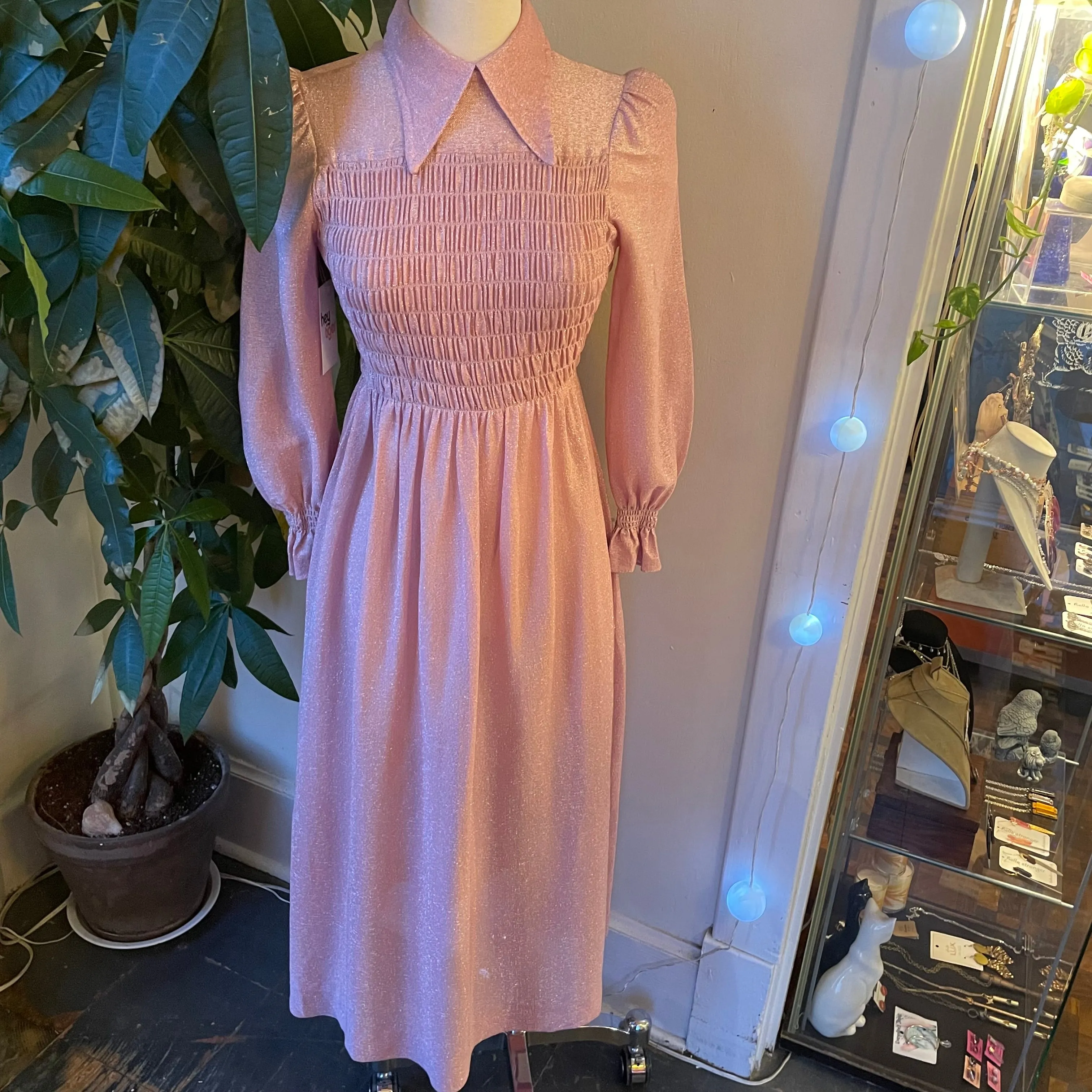 Vintage 70s Mindy Malone union made sparkle maxi dress // Sz Small  (ht2403)