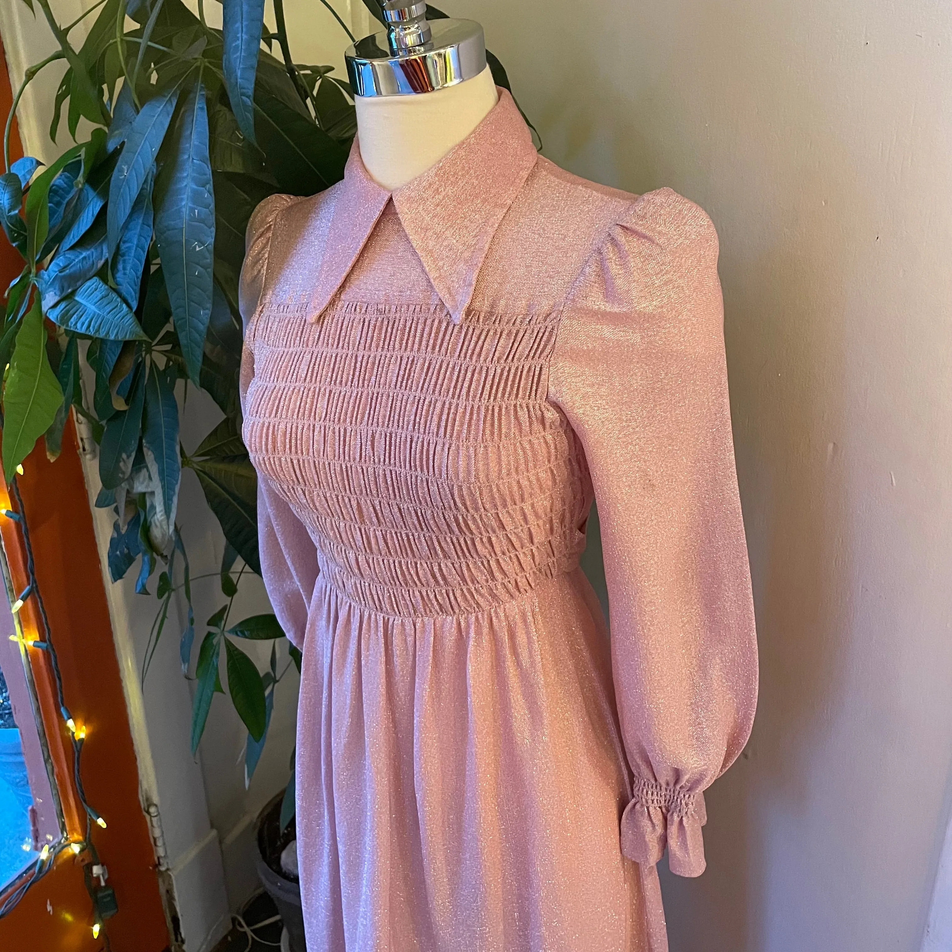 Vintage 70s Mindy Malone union made sparkle maxi dress // Sz Small  (ht2403)