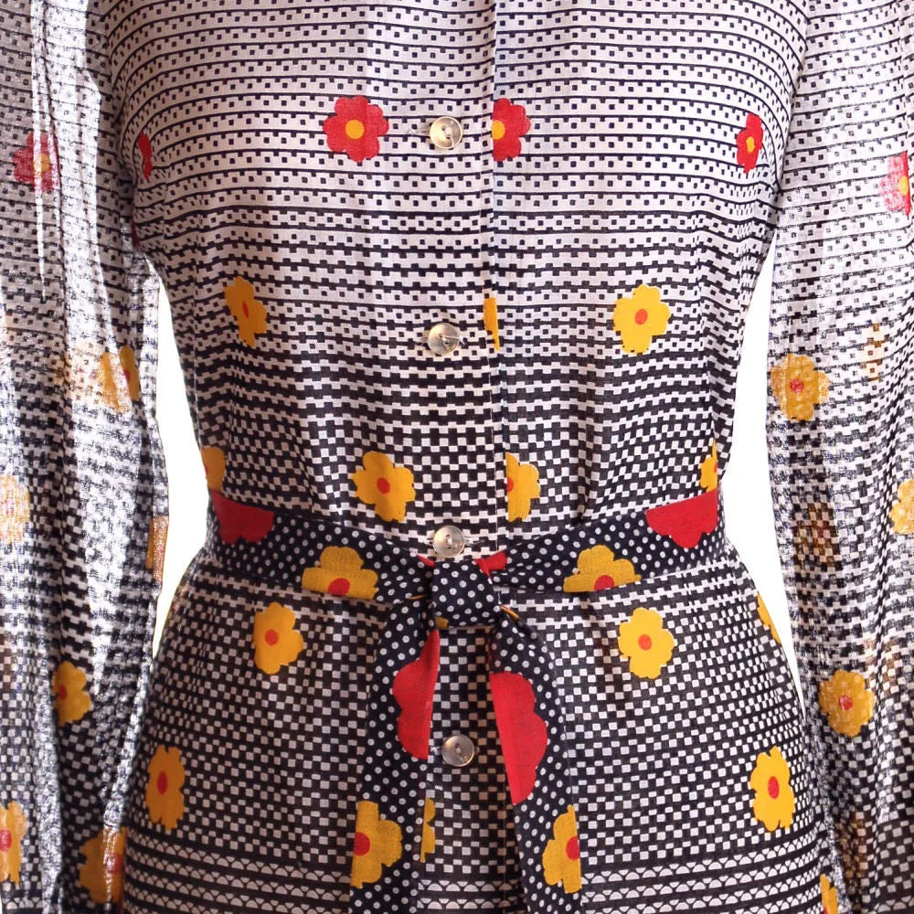 Vintage Dress Op Art J. Tiktiner France 1970s