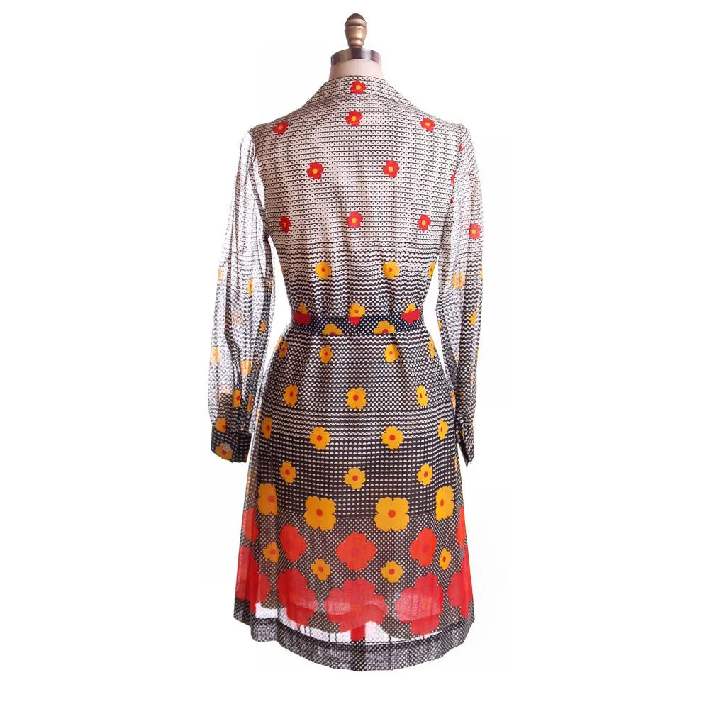 Vintage Dress Op Art J. Tiktiner France 1970s