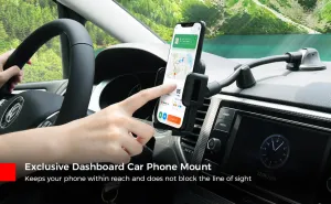 VOTED BEST DASH MOUNT FOR VLOGGERS! Mpow Car Phone Mount, Dashboard Windshield Car Phone Holder with Long Arm, Strong Sticky Gel Suction Cup, Anti-Shake Stabilizer