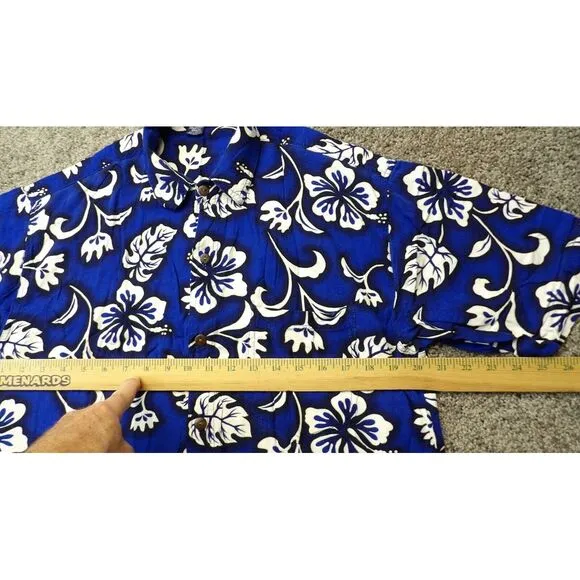 Vtg Womens Hawaiian Blue Hibiscus 2 Piece Set Top &amp; Midi Dress Sz Med 90's Y2K