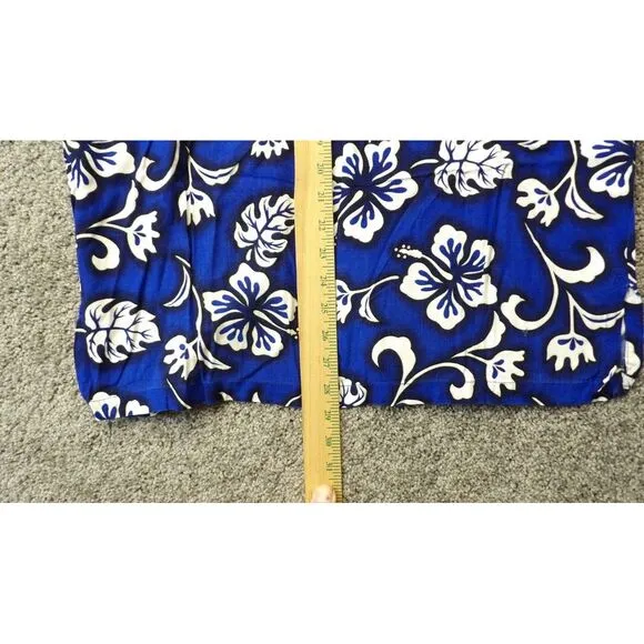 Vtg Womens Hawaiian Blue Hibiscus 2 Piece Set Top &amp; Midi Dress Sz Med 90's Y2K