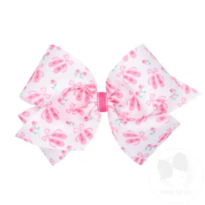 wee ones: King Ballet Slipper Print Grosgrain Print Hair Bow