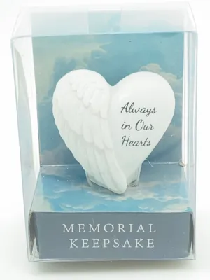 Winged Heart Memorial Keepsake "Always on Our Hearts"