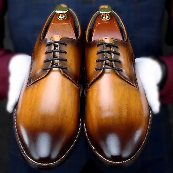 Wood-like Color Effect Derby Shoes Dress Shoes