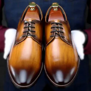Wood-like Color Effect Derby Shoes Dress Shoes