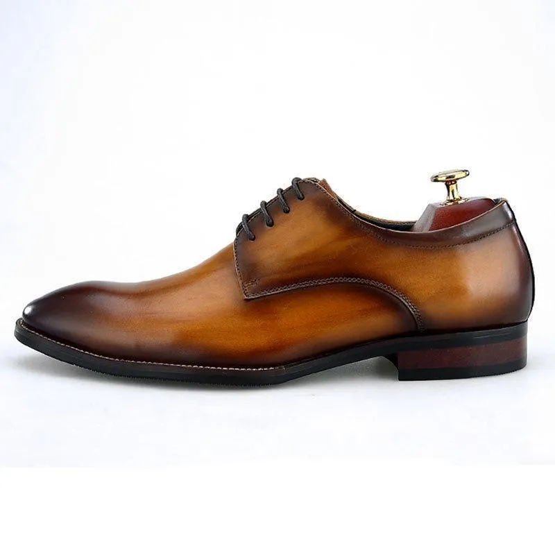 Wood-like Color Effect Derby Shoes Dress Shoes