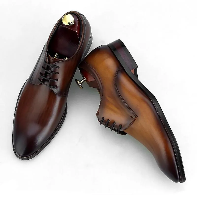 Wood-like Color Effect Derby Shoes Dress Shoes