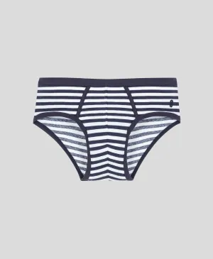 Y-Front Briefs w. Stripes: Navy/White